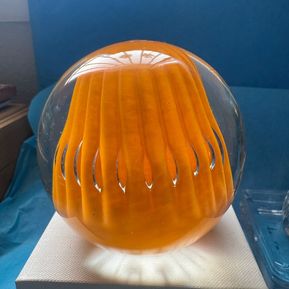 Glass Paperweight Titan Signed Art Glass Hand Blown Paperweight